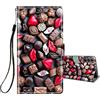 HopMore Cover a Libro per Samsung Galaxy S22 5G in Pelle con Silicone Morbido Custodie Portafoglio Disegni per Ragazze Donne Ragazzi Uomini, Custodia Antiurto Accessori PU Leather Case - Dolci