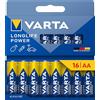 VARTA Pile AA, confezione da 16, Longlife Power, Alcaline, 1,5V, ideale per giocattoli, mouse wireless, torce elettriche, imballaggio riciclato al 90%, Made in Germany