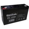 Electron BATTERIA AL PIOMBO RICARICABILE 6V 12AH 12000mAh 151 mm x 50 mm x 95 mm Per allarmi antifurti, sistemi di sicurezza, Batterie di ricambio per UPS USV, Solar, Solarpanel