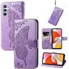JIUNINE Cover per Samsung Galaxy A14, Custodia Interno TPU Antiurto Portafoglio con Disegni di Farfalla [Carta Fessura] [Supporto Stand] Cover Libro in PU Pelle per Samsung A14, Viola