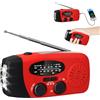 EagerMinds Radio a manovella con solare e torcia LED, torcia a 3 LED/AM/FM/Meteo/ricarica USB per cellulare, portatile per campeggio, escursionismo e preparazione alle emergenze (rosso)