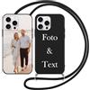 Yoedge Cover con Cordino per iPhone 16 Pro Max 6,9 Personalizzata, Nero Custodia con Laccio Collana Custodie Personalizzabile con Foto Testi Immagine Personalizzate Custom per iPhone 16 Pro Max Case
