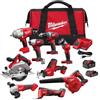 MILWAUKEE M18 - Kit combinato senza fili con 9 utensili agli ioni di litio da 18 Volt con 3 batterie da 4,0 Ah, caricatore e borsa degli attrezzi