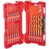 Milwaukee Shockwave 48-89-4680 - Set di punte per trapano in titanio con punta angolata di 135 gradi e custodia per il trasporto, 18 pezzi