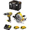 DeWALT Kit DWK203 (Trapano a Percussione DCD796 + Sega Circolare DCS570 + 2 Batterie 2,0 Ah + Caricabatterie + TSTAK VI)
