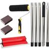 Qivine Kit Spatola per Stucco, 40cm Spatole per Stucco con Rullo per Stucco & Asta Telescopica in Acciaio Inossidabile da 2 m & 2 Blocchi di Sabbia per Intonacare Pareti e Soffitti