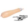OFFIGAM Set Professionale di 5 Scalpelli per Intaglio in Legno Manico in Legno e Acciaio Inox, per Incisioni Dettagliate e Lavorazioni di Scultura