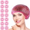 Ssmmam 100 cuffie da doccia usa e getta rosa da donna, in plastica, cuffia da doccia, grande cuffia elastica per capelli per uso domestico, hotel, spa e parrucchieri, accessori da bagno, cura della persona