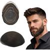 N.L.W. NLW Protesi Capelli Uomo Veri, 100% Capelli Uomo per Parrucca, Pizzo Completo Con un Parrucchino Intorno PU Uomini 110% Densità base 20 * 25cm Lunghezza 6 Pollici (##2Marrone scuro)