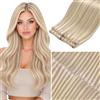 LaaVoo Butterfly Tessitura Extension Capelli Veri PU OVO Weft Biondo Sporco Highlight Biondo Candido 40cm 50g, Capelli Remy, Leggeri e Invisibili, Ufficio e Quotidiano #18-613