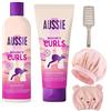 Infinite Emblems Set shampoo e balsamo per capelli ricci - Contiene spazzola districante cuffia doccia cuffia asciugatura capelli bundle con Aussie Curls Shampoo 300 ml e balsamo 200 ml con cocco e olio di jojoba e