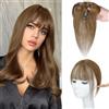 LesafeV Topper per capelli da donna, veri capelli umani, fatti a mano, base in pizzo con clip, extension da 20,3 cm, per uso quotidiano (5 x 7 cm, marrone chiaro)