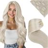 LaaVoo Extension Capelli Veri Clip, Biondo Platino, 40cm 80g, Capelli Naturali, Volume Istantaneo, per Feste e Cerimonie, 5pcs Colore 60