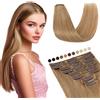 Elailite Extension Capelli Veri Clip #27 Biondo Scuro, 40cm 65g 8 Fasce Singole Intera Testa 100% Remy Human Hair Naturali Lisci