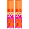 NYX Professional Makeup Duck Plump Gloss Lucidalabbra Tonalità 12 Bubblegum Bae Rimpolpante Finish Lucido Luminoso per Labbra Grandi e Carnose con Zenzero e Peperoncino - 2 Lipgloss da 7ml