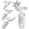 VILLCASE Anello Copri Dito in Lega Argento Strass Decorativi Elegante Set 4 Pezzi Facile da Indossare per Feste e Manicure