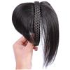 Yanamy - Toupet con fascia intrecciata e clip, in capelli veri, da donna, per alopecia, con frangia laterale, 25,4 cm (nero naturale)
