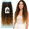 Ser Mulher Extension Capelli con Clip Beach Wave, Leggere e Setose, Natural Look, 228gr - Texture Mosse in Fibra con Clips per Volume e Lunghezza, Facili da Applicare, 7 x 60cm MARI (Black/Honey Blonde Degradee)