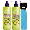 Dc Casa Bizzico Fructis Hydra Ricci Air-dry Cream, Trattamento leave-in per capelli mossi e ricci, 2x400 ml + FASCIA PER CAPELLI
