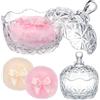 Tioncy Set di 3 pz con piumino grande per cipria e contenitore in cristallo, morbidi, lavabili, riutilizzabili, in velluto, per viso e corpo, glitter, trucco bagnato e asciutto (trasparente)