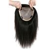 Susanki 100% capelli veri veri capelli umani topper per capelli da donna con capelli diradanti, 15,2 x 17 cm, top in seta con clip, 30,5 cm, marrone scuro