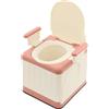 DOPBENT Wc portatile, comodino, comodino con braccioli, antiodore, vasino per anziani, disabilità, donne incinte (rosa)