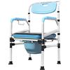 VA-Cerulean Sedia per WC con schienale e braccioli, con sedile per WC, coperchio imbottito, sedia da notte, regolabile in altezza, antiscivolo, per anziani e disabili