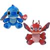 TY Floppy - Disney Lilo & Stitch, Set Due Peluche Stitch e Leroy, Morbidi Peluche da Collezionare, Idea Regalo per Grandi e Piccini, 20 cm, 38700ABS