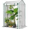 RELAX4LIFE Serra da Giardino 100x81x150cm con Porta a Cerniera e Avvolgibile, con Ripiani, Telone Impermeabile Anti-UV, per Fiori, Ortaggi (Modello 7)