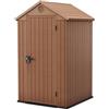 Keter Casetta da Giardino Darwin 4x4, Finitura Effetto Legno, Colore Marrone, 1,4 m², 125,8x117x205H cm