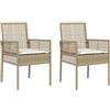 vidaXL Sedia da Giardino 2 PCS Beige 55 x 53 x 85 cm polyrattan, Sedie Moderne da Giardino e terrazza, Sedia Resistente alle intemperie, mobili in Polyrattan Confortevoli per Relax all'aperto