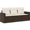 vidaXL Set Divano da Giardino 3 pz con Cuscini Marrone in Polyrattan