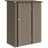 Outsunny Casetta da Giardino 1.07m² in Acciaio Zincato, Capanno Porta Attrezzi con Porta Bloccabile, Tetto Inclinato, 142x86x189 cm, Marrone