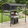 [en.casa] Gazebo per Barbecue Padiglione Griglia con 2 Ripiani Mensole Portaoggetti Ganci Copertura BBQ da Esterno Giardino 215x220x140 cm cm Acciaio Telo Ignifugo - Grigio Scuro