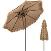 COSTWAY Ombrellone da Spiaggia 300 cm, Ombrellone Hawaiano in Paglia PE con 8 Stecche, Manovella Manuale, Inclinazione Regolabile, per Spiaggia, Patio (300 cm/0 Luci)
