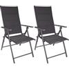 Brubaker Set di 2 Sedia da Giardino Riva - Sedie con Schienale Alto Pieghevole - Schienale Regolabile in 7 Posizioni - Metallo - Resistente alle Intemperie - Grigio
