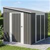 vutizal Casetta da giardino in metallo 1,8x2,4m - Doppia porta, laterale, serratura