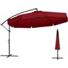 COSTWAY Ombrellone da Giardino 290 cm a Braccio | Inclinazione Regolabile, Manovella, 8 Stecche, Telo Solare, Copertura Inclusa (Rosso, Non Base)