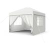 FIVMEN Gazebo Esterno Resistente da Giardino 3 x 3 m con Pannelli Laterali e Finestre in Poliestere Gazebi Tendone per Feste Protezione UV Impermeabile Tenda per Esterni, Bianco