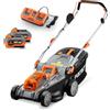 FUXTEC Tagliaerba elettrico a batteria 40V (2x20V) E2RM43 Set batterie e caricabatterie - Larghezza di taglio 43cm, Altezza di taglio variabile, Tosaerba a batteria, Senza fili