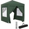 Outsunny Gazebo 2x2 m Pop-up Impermeabile con 4 Pareti Rimovibili, Gazebo Pieghevole in Metallo e Poliestere con Borsa da Trasporto, Verde