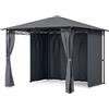 Blumfeldt Mondo - Tenda da giardino Pergola, gazebo da giardino, dimensioni: 2,95 x 2,6 x 2,95 m (LxAxP), 4 pannelli laterali, EasyMount, protezione dalle intemperie: UV/vento/pioggia, grigio scuro