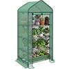 Outsunny Serra per Piante a 4 Ripiani con Porta Avvolgibile, Piccola Serra in Metallo e PE, 69x49x158 cm, Verde scuro
