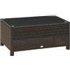 Outsunny Tavolino da Giardino in Vetro Temperato 5mm Rettangolare Esterno Rattan 85 x 50 x 39 cm Marrone