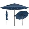 COSTWAY Ombrellone da Patio 297 cm con 32 Luci LED, Tetto Ventilato a 3 Piani, Inclinazioni Regolabili, Manovella, 8 Stecche, Ombrellone da Giardino, Piscina, Spiaggia (Blu)