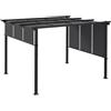 Outsunny Gazebo Pergola da Giardino 3x3.5 m con 3 Tettucci Regolabili, Pergolato in Acciaio e Poliestere Anti UV, Grigio Scuro