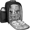 Brubaker Zaino da Picnic per 4 Persone Color Nero/Argento 27 × 38,5 x 21 cm con Scomparto di Raffreddamento & Portabottiglie Isolato