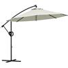 Outsunny Ombrellone da Giardino Ø3x2.6 m a 8 Stecche con Base a Croce, Ombrellone Decentrato per Giardino e Terrazza in Alluminio, Metallo e Poliestere 180g/m², Bianco Crema