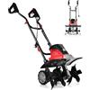 SOARS Motozappa Elettrica Pieghevole 1500W, Larghezza di Lavoro 43 cm Profondità di Lavoro 22 cm, 6 Lame, Zappatrice Elettrica per Orto e Giardino (Rosso, 43 x 40 cm, con Ruote)