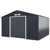RELAX4LIFE Casetta da Giardino 340 x 319 x 210 cm (10,19 m²), Acciaio Zincato, 4 Prese d'Aria, Porta 117x162 cm, Tetto Inclinato, Porte Scorrevoli, Expandibile, Grigio